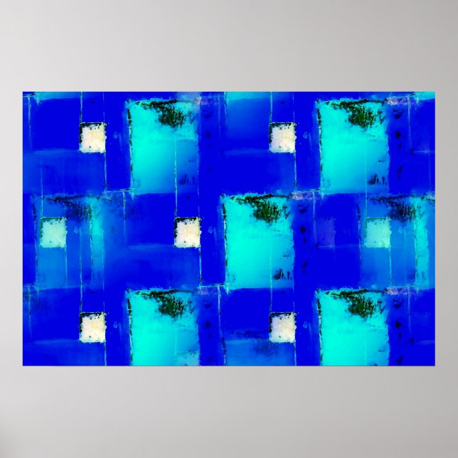 Modern Blue Abstract Poster Decorative Art Print (Front)
