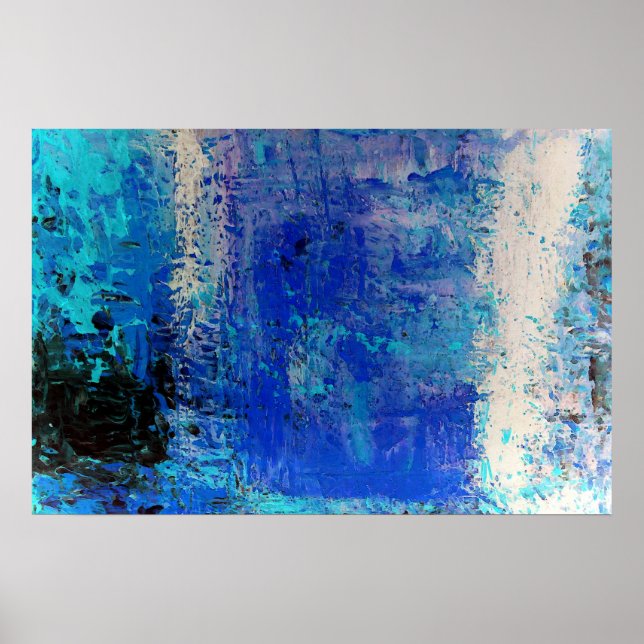 Modern Blue Abstract Print Art Decor Posters (Front)