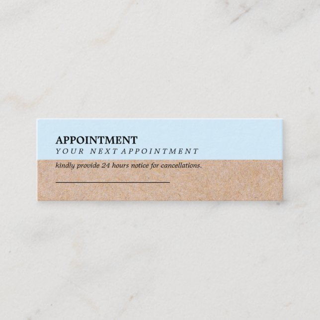 Modern Blue Accent Printed Kraft Appointment Mini Business Card (Front)