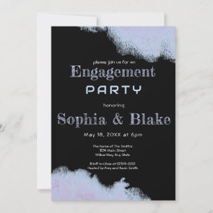 Modern Blue and Black Fun Engagement Party  Invitation