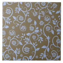modern blue and brown floral pattern