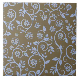 modern blue and brown floral pattern tile