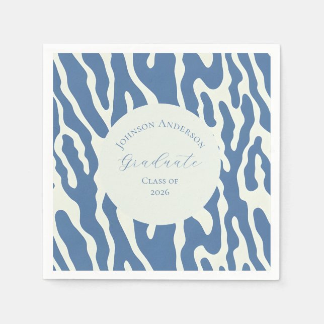 Modern blue and cream abstract Pattern graduation Napkin (Front)