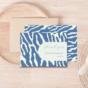 Modern blue and cream abstract Pattern graduation Thank You Card