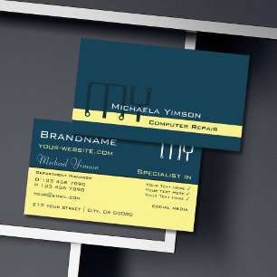Modern Blue and Cream with Initials Professional Business Card