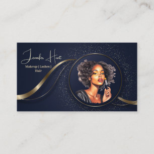 Modern Blue and gold logo profession QR code Business Card