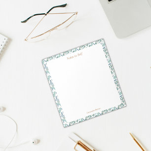 Modern Blue and Green Botanical Border Notepad