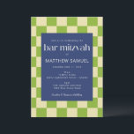 Modern Blue and Green Chequerboard Bar Mitzvah Invitation<br><div class="desc">Modern Blue and Green Chequerboard Bar Mitzvah Invitation</div>