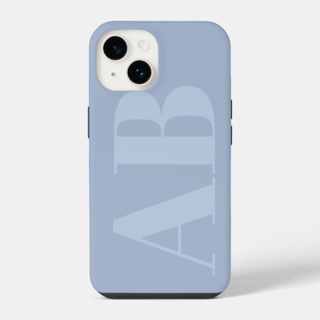 Modern blue and grey initial Minimal Monogram Case (Back)