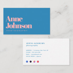 Modern Blue and Pink Photographer Business Card