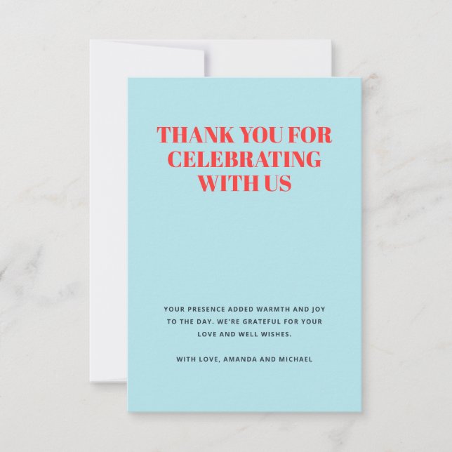 Modern Blue and Red Thank You Card (Front)