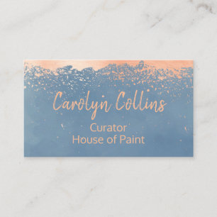 Modern Blue and Rose Gold Business Card