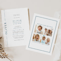 Modern Blue and White Bar Mitzvah Invitation Photo