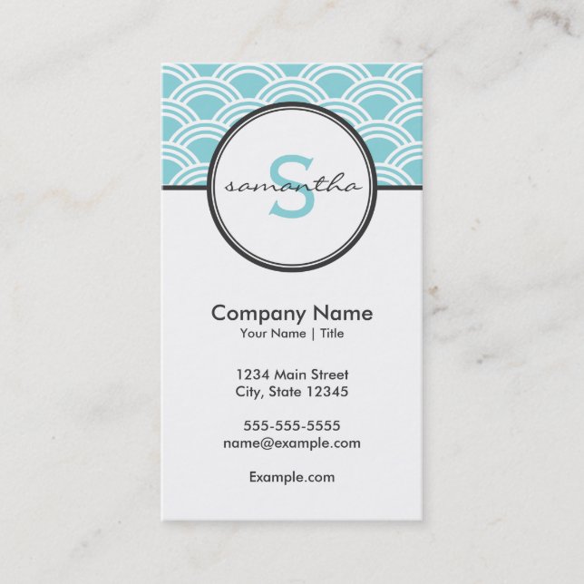 Modern Blue and White Business Card (Front)