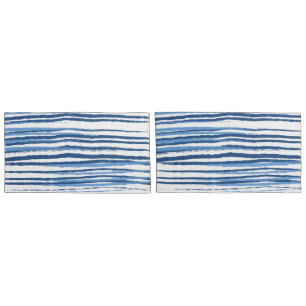 Modern Blue and White Coastal Stripes Pillowcase