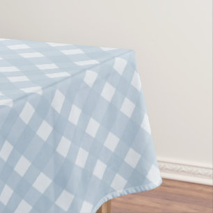 Modern Blue and White Diagonal Chequered Pattern Tablecloth