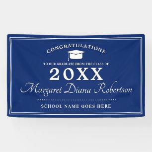 Modern Blue and White Graduation Banner