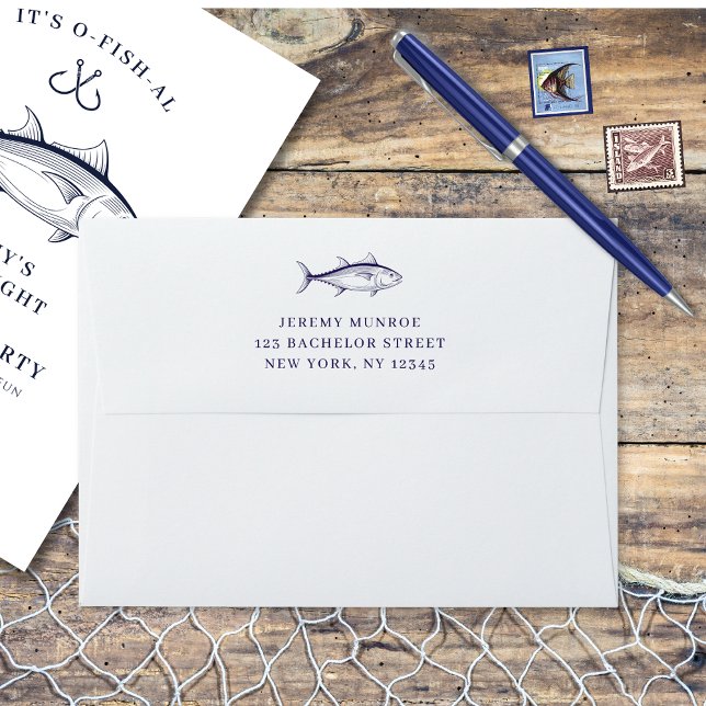 Modern Blue and White Nautical Return Address Envelope (Creator Uploaded)