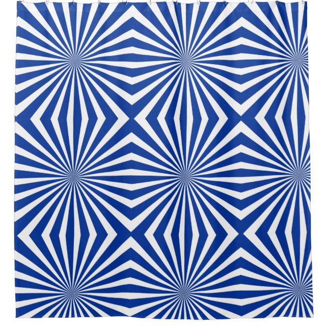 Modern Blue and White Pattern Shower Curtain (Front)
