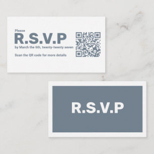 Modern Blue and white RSVP QR Code Wedding Enclosure Card
