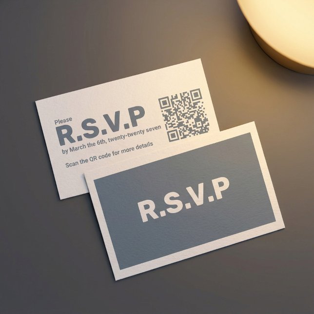 Modern Blue and white RSVP QR Code Wedding Enclosure Card (Modern Blue and white RSVP QR Code Wedding Enclosure Card.)