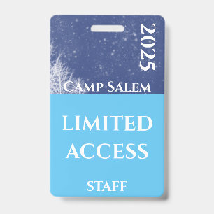 Modern Blue and White Rustic Camp Staff Badge ID Badge
