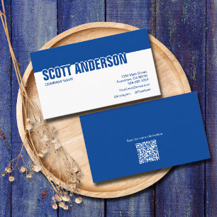 Modern Blue and White Social Media Business Card