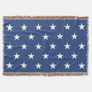 Modern Blue and White Star Pattern Throw Blanket