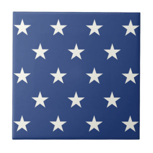 Modern Blue and White Star Pattern Tile