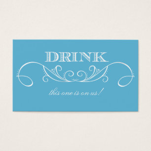 Modern Blue and White Swirl Wedding Drink Ticket