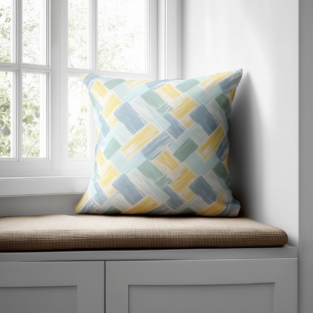Modern Blue and Yellow Abstract Cushion (Creator Uploaded)