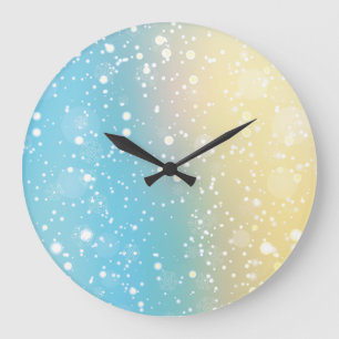 Modern Blue And Yellow Snow Background Large Clock