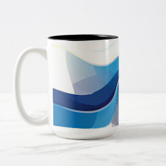 Modern Blue and Yellow Wavy Design  Two-Tone Coffee Mug