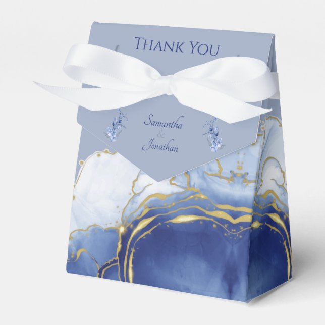 Modern Blue Aqua Marble Wedding Favour Box (Front Side)