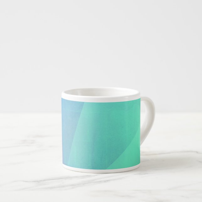 Modern Blue Aqua &Turquoise Geometric Gradation Espresso Cup (Front Right)