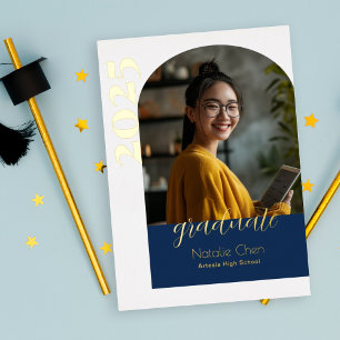 Modern Blue Arch Photo Graduation Party