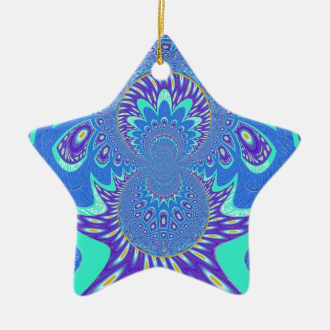 Modern Blue art Ceramic Tree Decoration (Front)