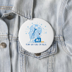 Modern blue Artificial Intelligence  illustration  10 Cm Round Badge