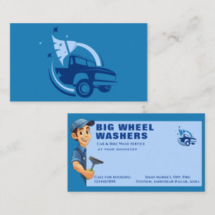 Modern Blue Auto Detailing & Mobile Cleaning Busin Business Card