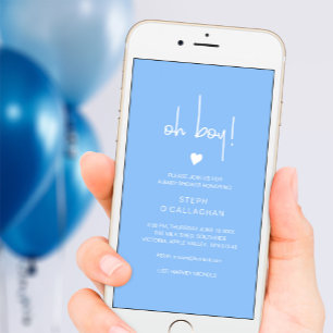 Modern Blue Baby Boy Shower Cellphone eVite Announcement