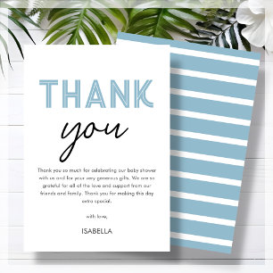 Modern Blue Baby Shower  Thank You Card