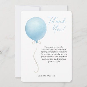 Modern Blue Balloon Baby Shower Thank You Card
