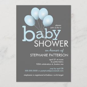 Modern Blue Balloon Boy Baby Shower Invitation