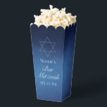 Modern Blue Bar Mitzvah Party Popcorn Favour Box<br><div class="desc">This chic blue Bar Mitzvah party popcorn favor box features elegant typography below the Star of David for a Jewish boy who is called to the Torah. Modern,  minimalist and cool favor boxes for a teen party.</div>