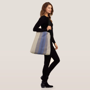 Modern Blue Beige Striped Crossbody Bag