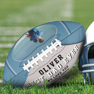 Modern Blue Best Dad Ever Father`s Day Photo Football