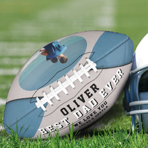 Modern Blue Best Dad Father`s Day Keepsake Photo  Football