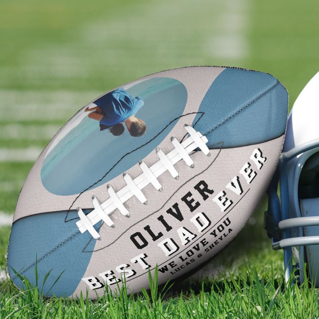 Modern Blue Best Dad Father`s Day Keepsake Photo  Football (Creator Uploaded)