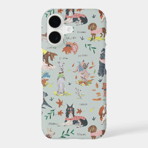 Modern blue & black botanical dog Pattern