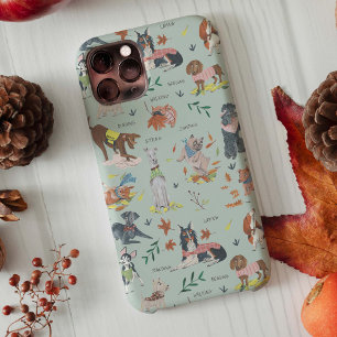 Modern blue & black botanical dog Pattern Case-Mate iPhone Case